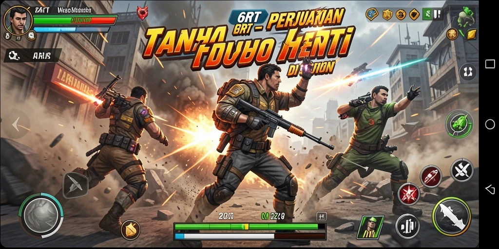 Tampilan gameplay 6RT yang menegangkan dan penuh aksi.