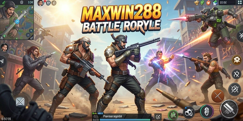 Tampilan gameplay seru dalam MAXWIN288 dengan aksi Battle Royale yang mendebarkan.