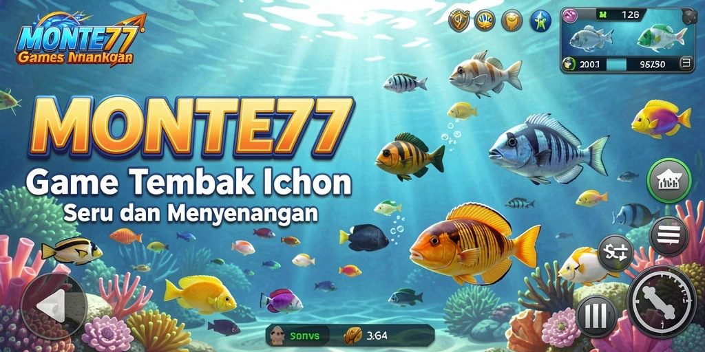 Screenshot utama gameplay <strong>MONTE77</strong> menampilkan serunya menembak ikan.