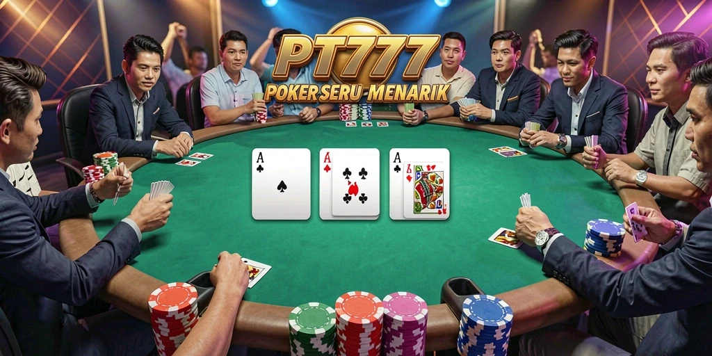 Tampilan gameplay poker PT777 yang menarik dan dinamis.