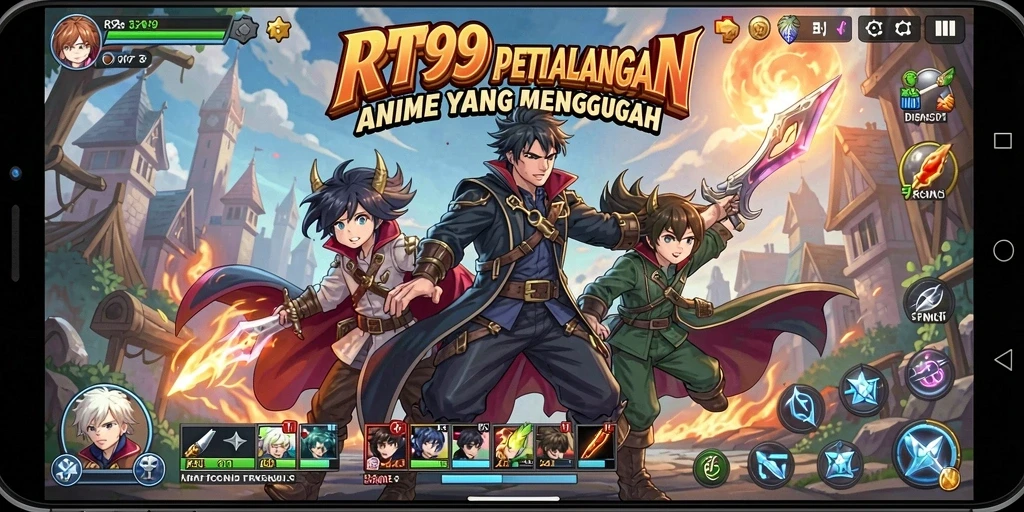 Tampilan gameplay dari RT99 yang menunjukkan aksi seru dalam dunia Anime.